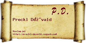 Preckl Dévald névjegykártya